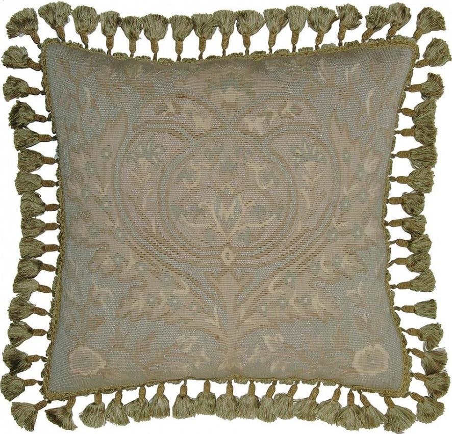 Provence Home Aubusson Velvet Pillow Beige Olive Green 20x20 (1 of 1)