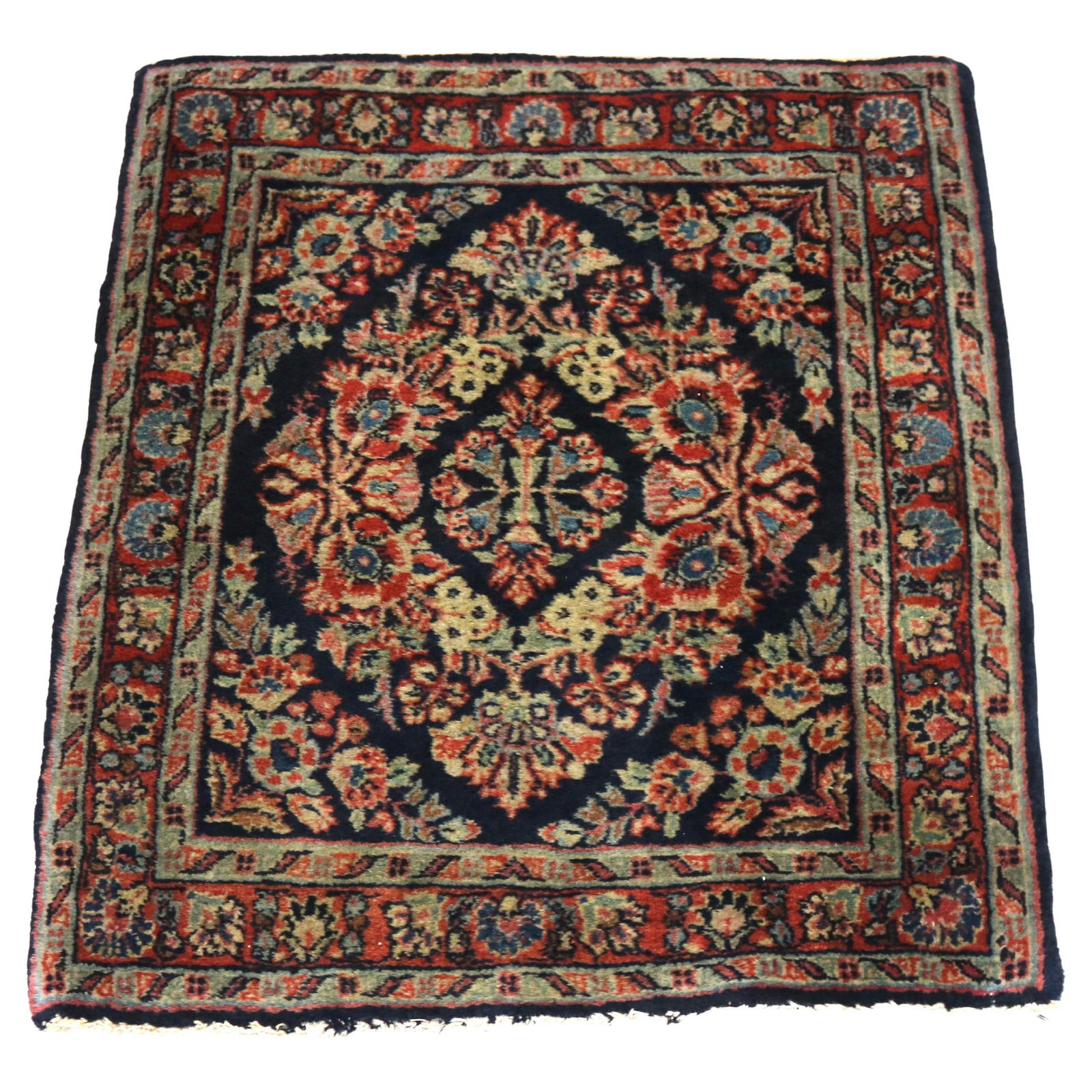 Antique Persian Josan Sarouk Wool Throw Rug 26 x 34.5 Circa 1930: Antique Persian Josan Sarouk Wool Throw Rug 26 x 34.5 Circa 1930 This exquisite Antique Persian Josan Sarouk Wool Throw Rug, crafted circa 1930, showcases the intricate floral patterns characteristic