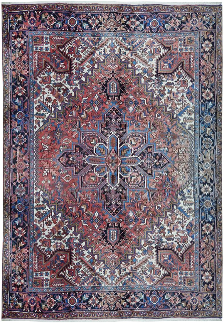 8.6 x 9.8 Handcrafted Persian Heriz Rug in Vibrant Colors (1 of 6)