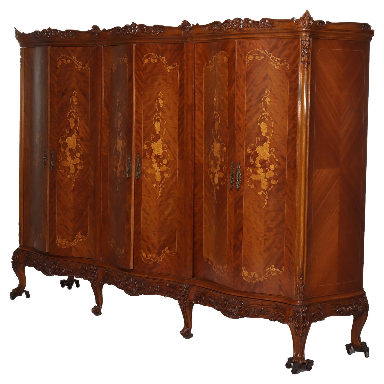 Monumental C1890 French Kingwood Marquetry Four Door Armoire (1 of 18)