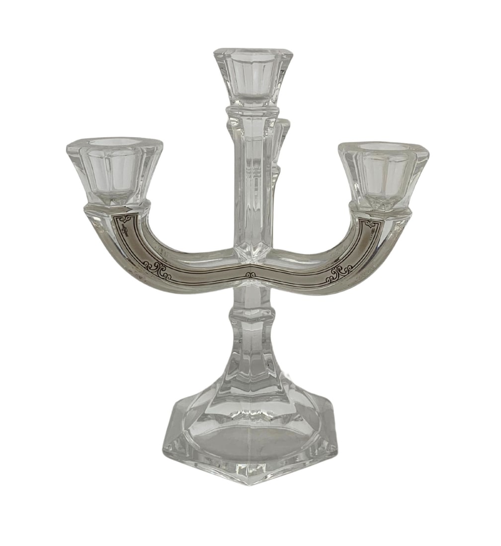 Handmade Italian Silver Plated Crystal 4 Light Candelabra Elegant Design (1 of 2)