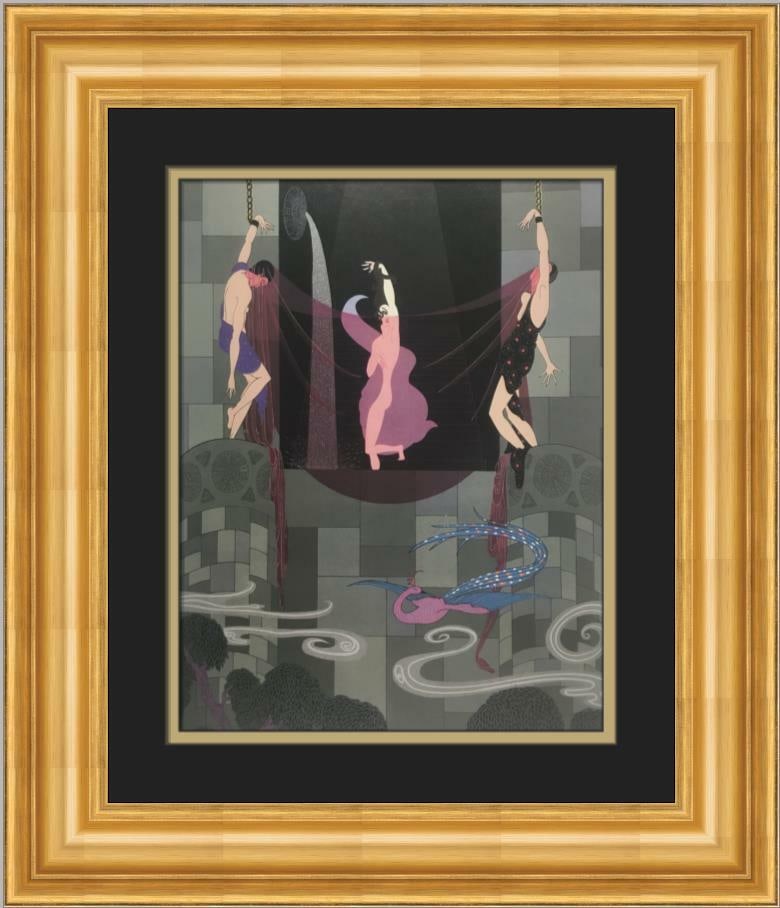 Erte Art Deco The Chaste Susanna Custom Framed Lithograph: Erte Art Deco The Chaste Susanna Custom Framed Lithograph This exquisite custom framed print titled "The Chaste Susanna" by renowned artist Erte showcases a stunning Art Deco style. Measuring 18 inche