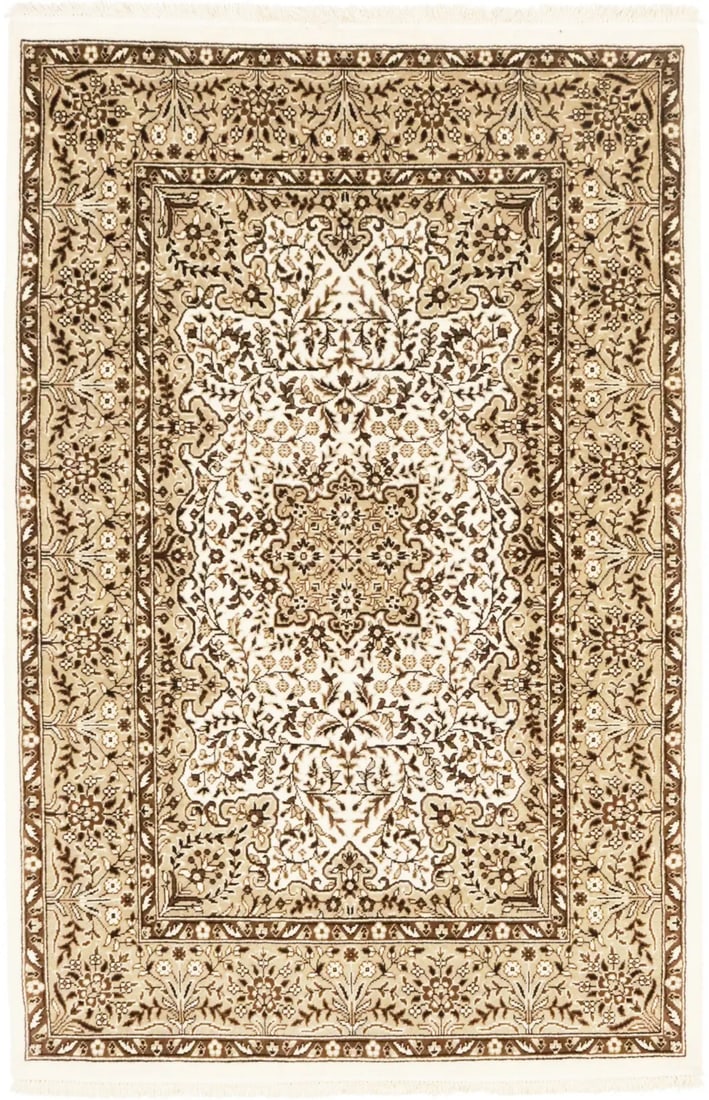 Handmade Vintage-Style Kirman Floral Area Rug 4' x 6' Wool (1 of 15)