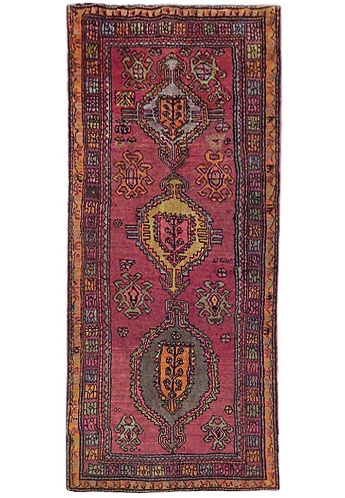 Handwoven 4'2 x 8'2 Pink Antique Caucasian Kazak Rug (1 of 6)