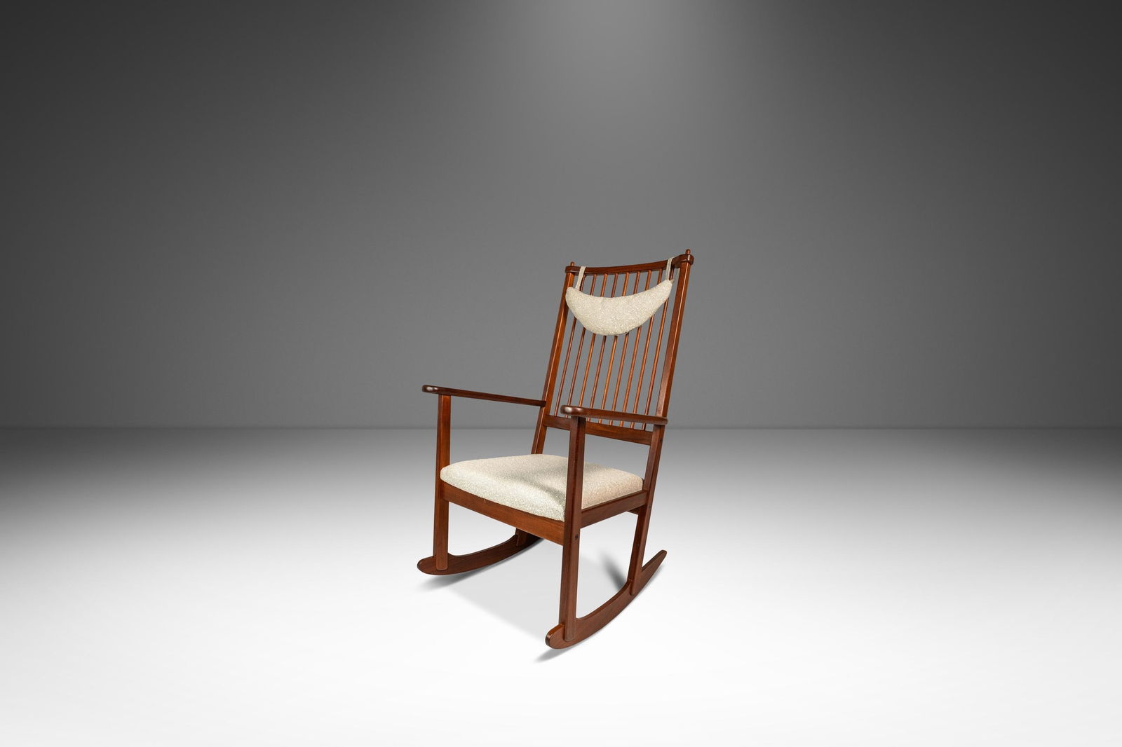 Mid-Century Scandinavian Rocking Chair by Yngve Ekstrom for Swedese Teak Boucle 1960s (1 of 10)