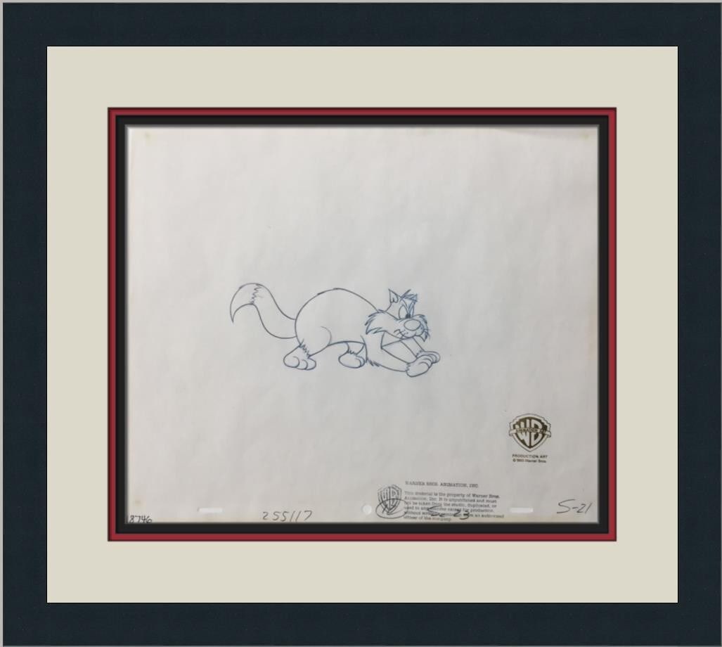 Warner Bros Sylvester Original Production Drawing Custom Framed Art (1 of 5)