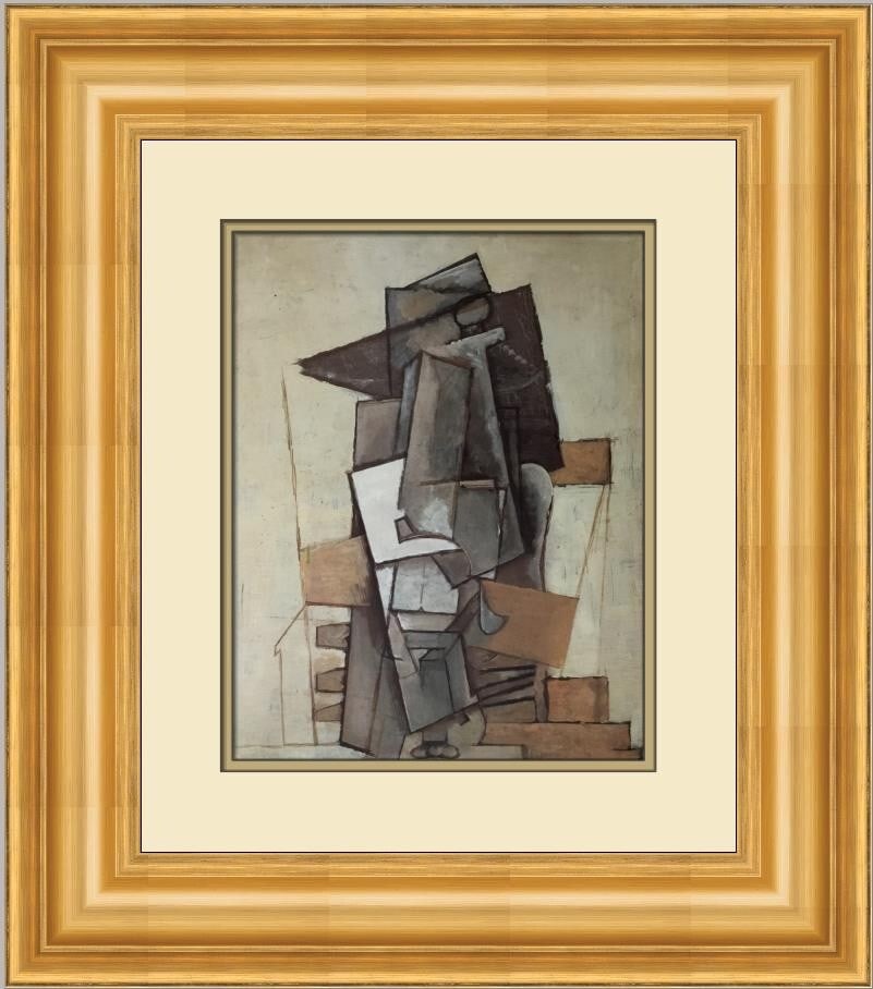 Pablo Picasso Seated Man Custom Framed Lithograph 1985 Surrealism Art: Pablo Picasso Seated Man Custom Framed Lithograph 1985 Surrealism Art This stunning custom framed print features Pablo Picasso's "Seated Man," a mesmerizing work that embodies the surrealism style. Me
