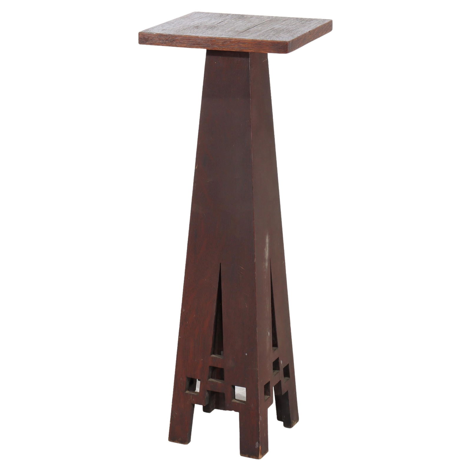 Frank Lloyd Wright Style Antique Oak Plant Stand C1910 Arts and Crafts: Frank Lloyd Wright Style Antique Oak Plant Stand C1910 Arts and Crafts This antique oak plant stand, attributed to the Frank Lloyd Wright School and crafted around 1910, is a remarkable example of ear