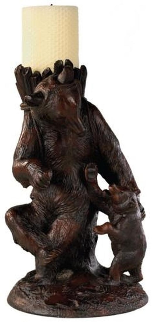 Rustic Lodge-Style Bear Carving 12H 8W 9D Resin Mountain Decor: Rustic Lodge-Style Bear Carving 12H 8W 9D Resin Mountain Decor Enhance your rustic decor with this charming Lodge-Style Chocolate Bear Carving. Crafted from durable resin, this exquisite piece feature