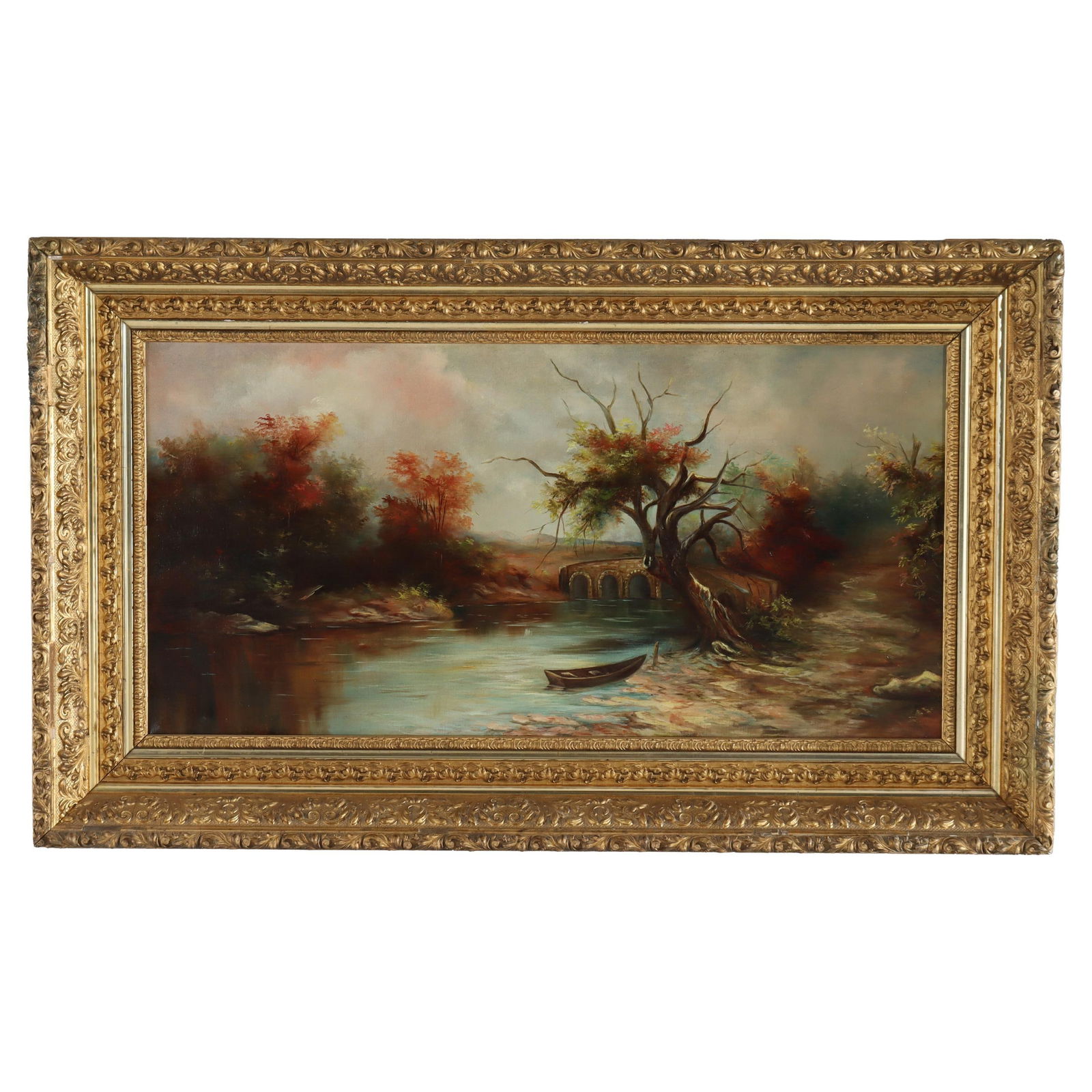 Hudson River School Antique Oil Painting River Scene c1900 (1 of 12)