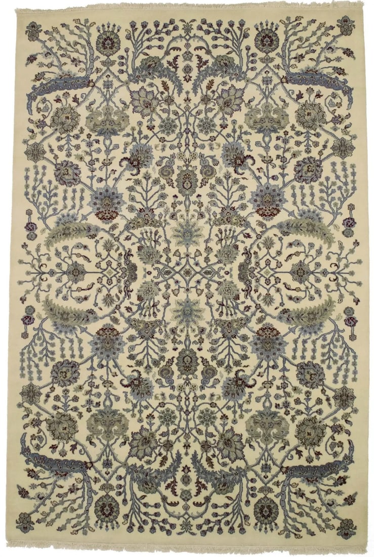 Handmade Floral Area Rug 6'7 x 9'10 Wool Knotted Carpet (1 of 14)