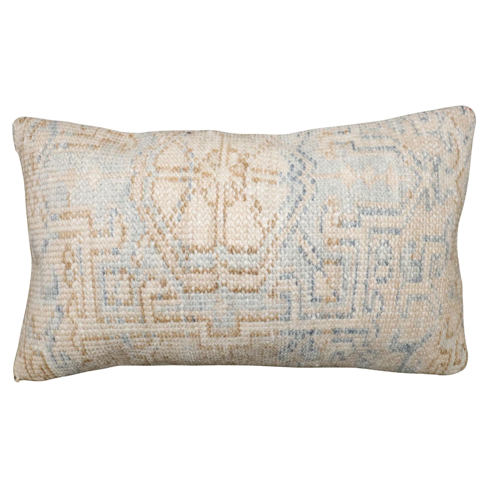 Pillow Crafted From Antique Washed Heriz Rug 11 x 19 Inches: Pillow Crafted From Antique Washed Heriz Rug 11 x 19 Inches This pillow features a rustic design and is crafted from an antique washed Persian Heriz rug. It is made using cotton, foam, and wool, combi
