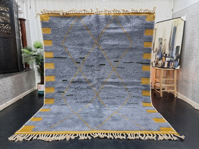 Authentic Handmade Grey Berber Wool Area Rug 9.84 x 6.56 feet Morocco (1 of 10)