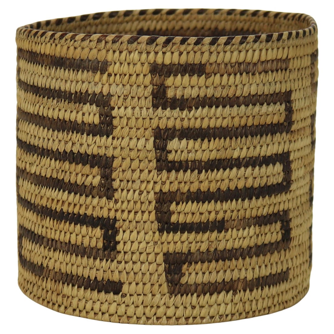 Vintage 20th Century Native American Reed Basket with Geometric Patterns (1 of 6)