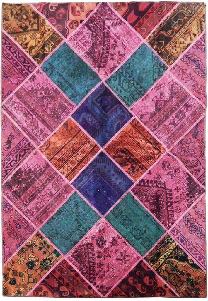 5'7 x 7'10 Light Pink Antique Persian Patchwork Area Rug (1 of 7)
