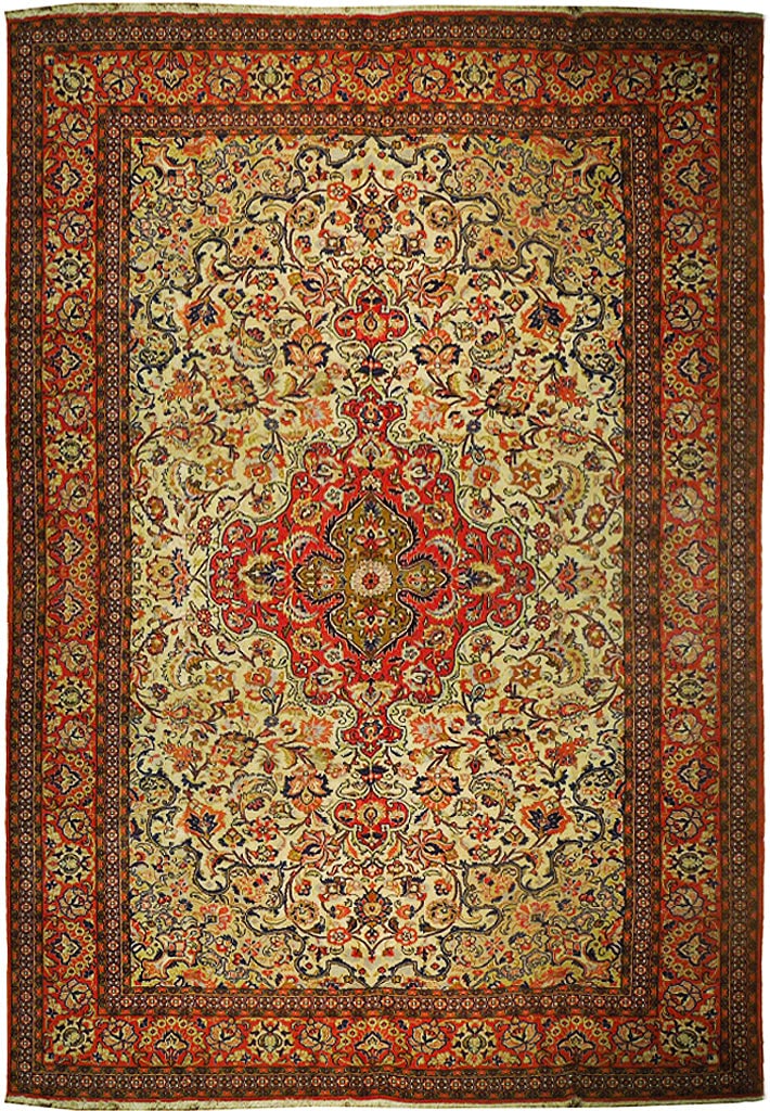 Handcrafted Persian Isfahan Qum Wool Rug 8'1" x 11'2" (1 of 6)