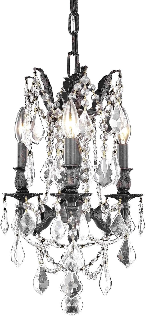 Rosalia 3-Light Bowl Chandelier Clear Crystal Dark Bronze Austro-Hungarian Style (1 of 1)