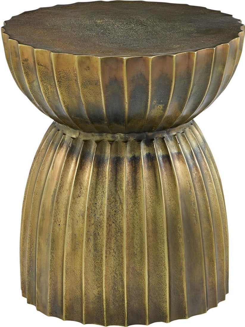 Currey Rasi Brass Accent Table Ethnic Style 18.5H x 16W x 16D (1 of 4)