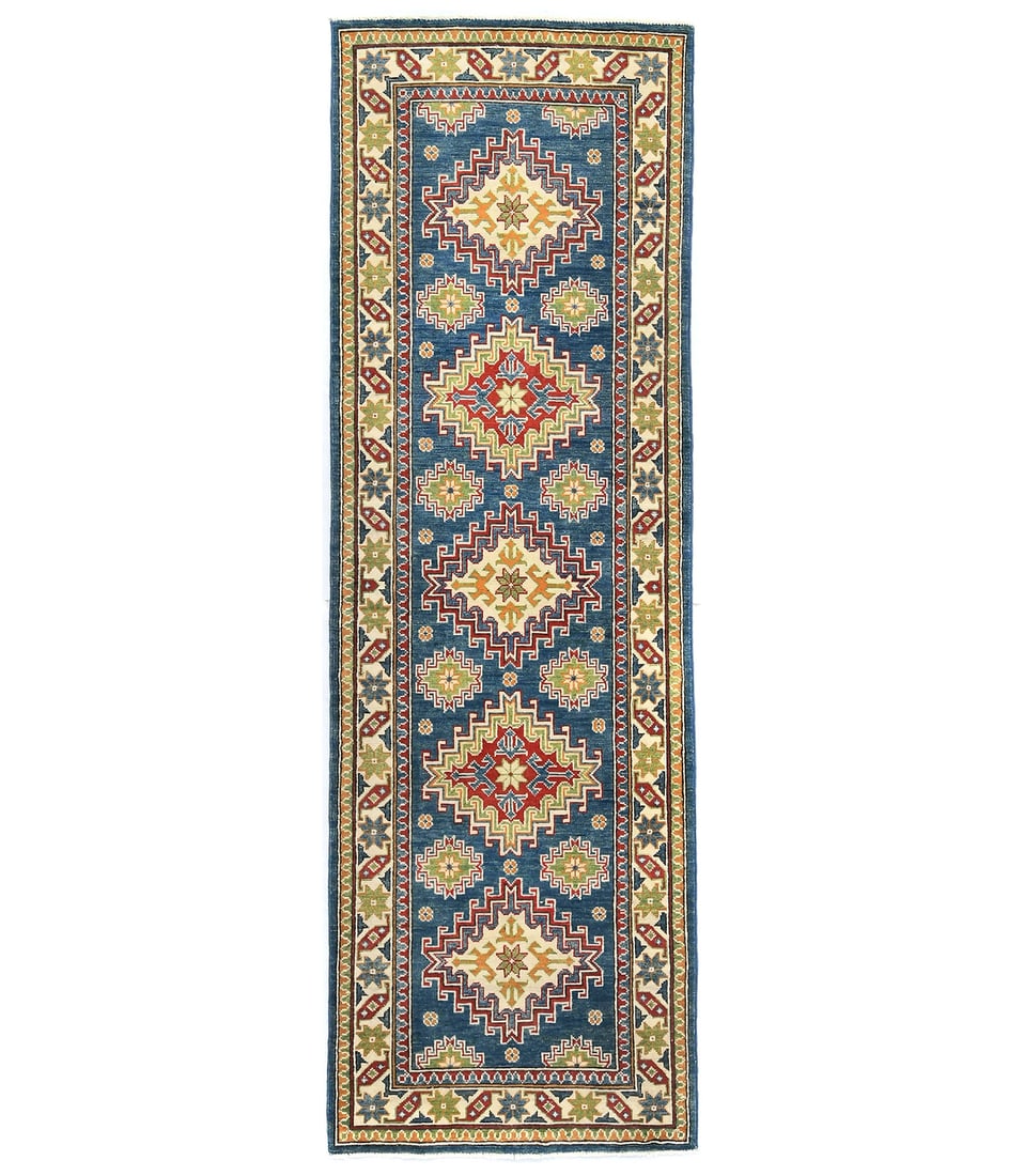 Kazak Hand-Knotted Wool Runner Rug 2'8 x 8'4 Tribal Geometric Design (1 of 12)