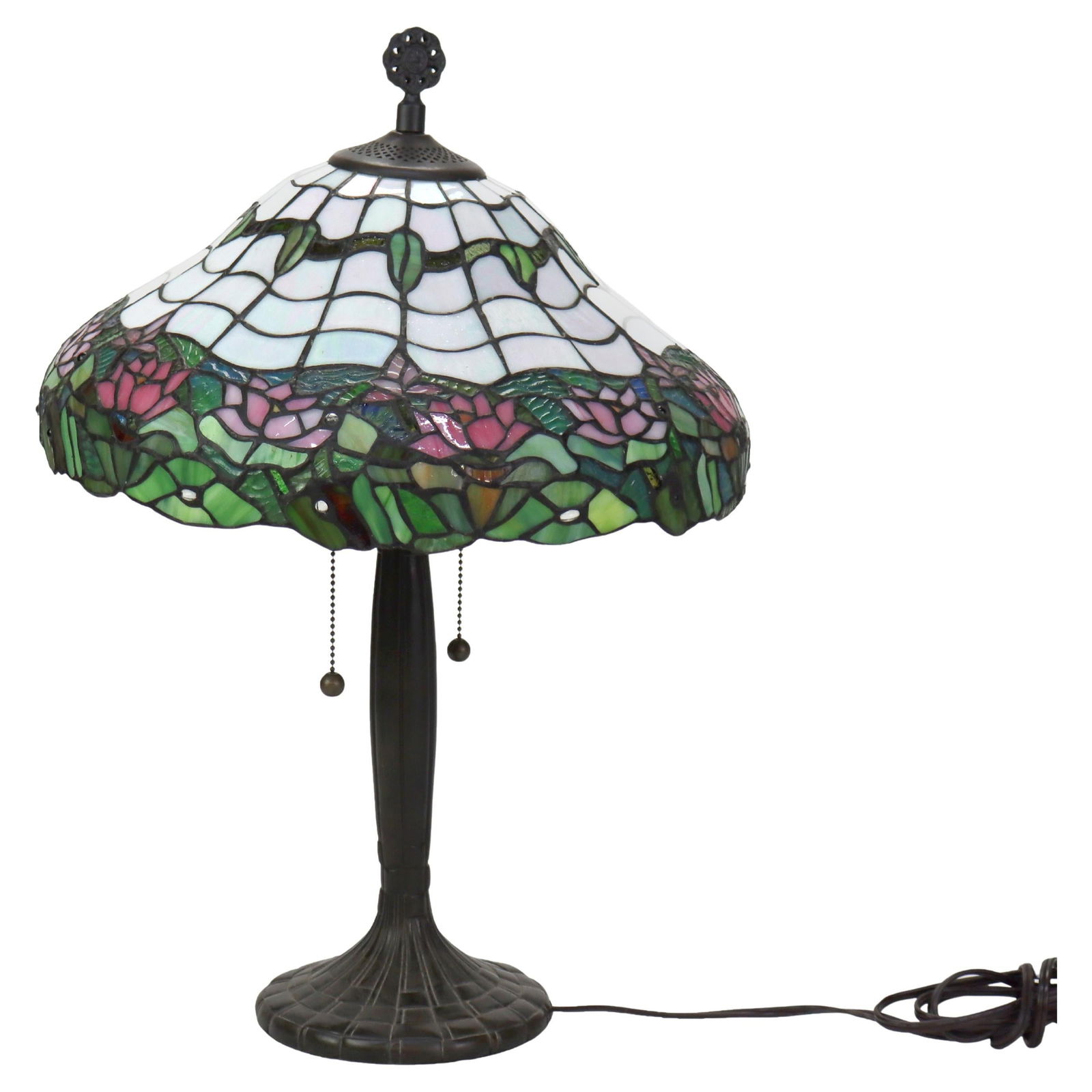 20th Century Arts and Crafts Stained Glass Table Lamp Floral Design (1 of 8)
