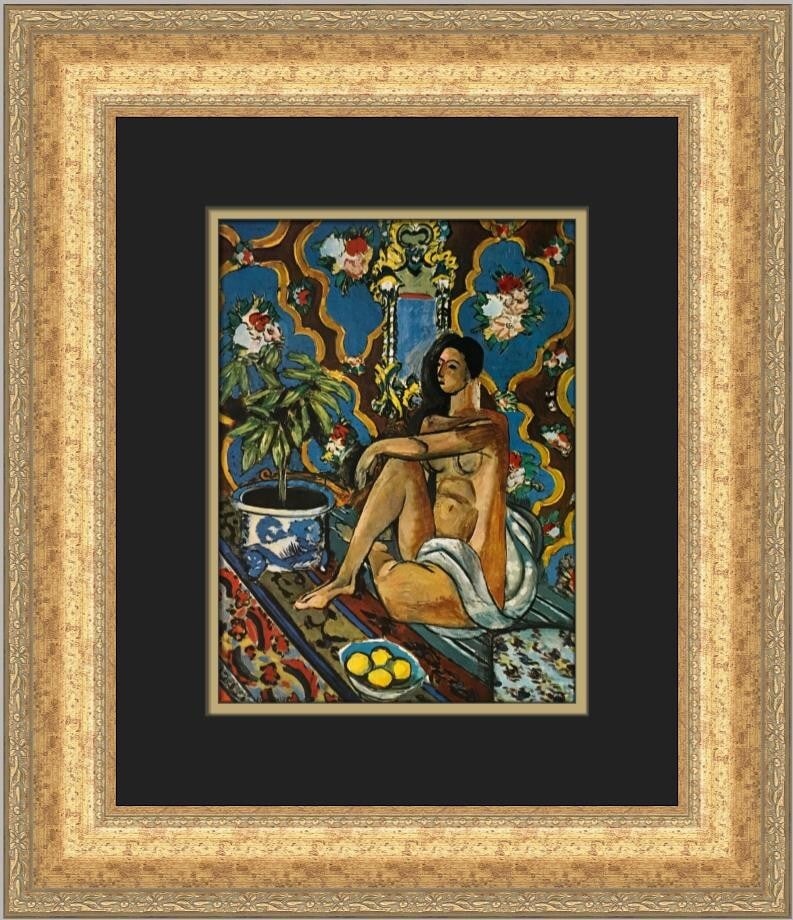 Henri Matisse A Decorative Figure Print Framed 1979: Henri Matisse A Decorative Figure Print Framed 1979 This custom framed print by Henri Matisse, titled 'A Decorative Figure on an Oriental Background,' captures the essence of Expressionism and Impress