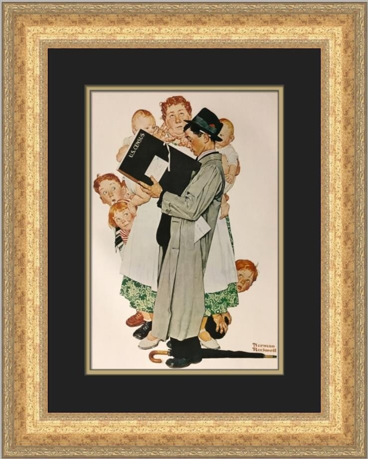Norman Rockwell Census Taker Custom Framed Print 20 x 18 Art (1 of 2)
