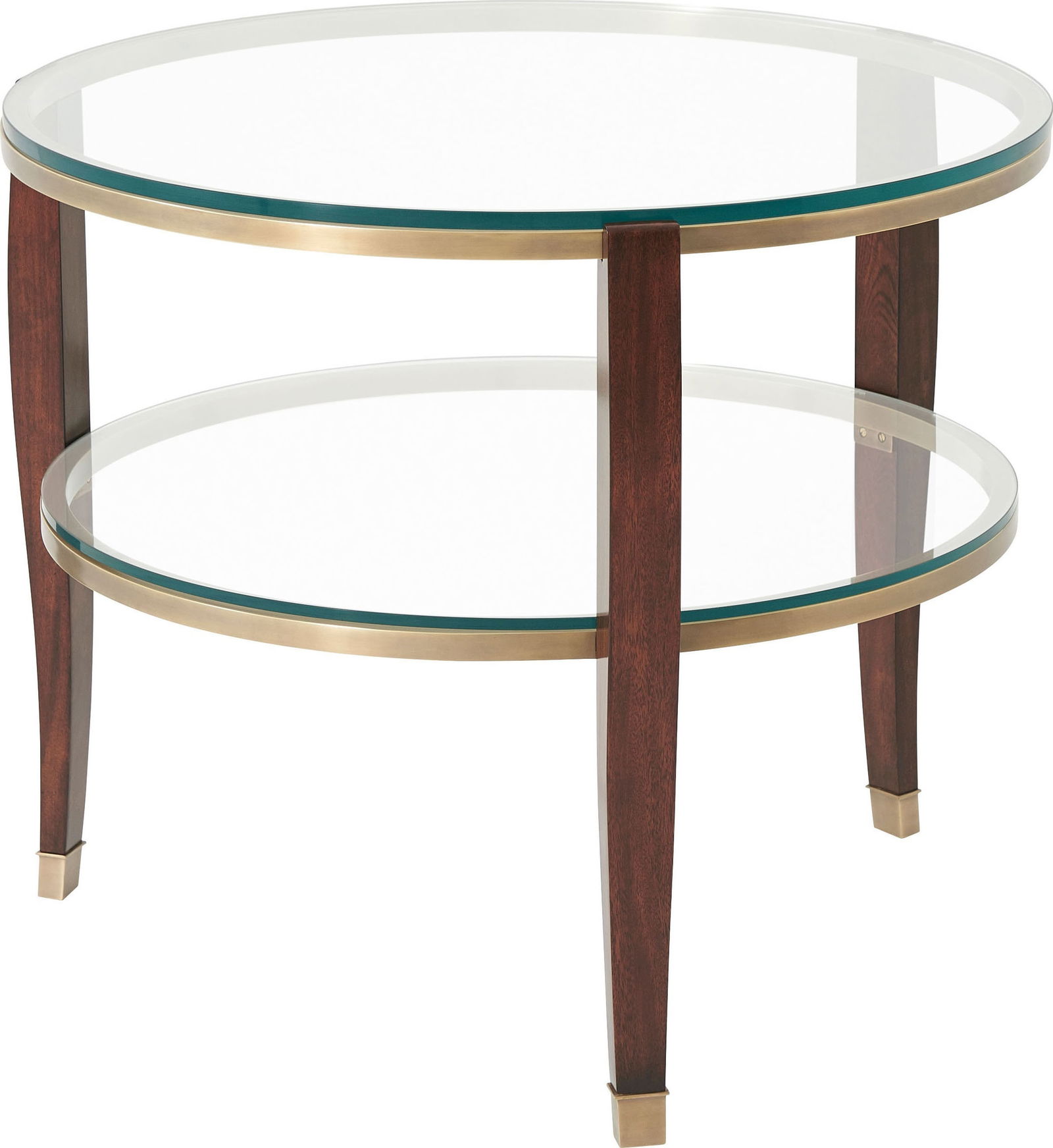 Theodore Alexander Circular Accent Table with Brass and Glass: Theodore Alexander Circular Accent Table with Brass and Glass Introducing the Theodore Alexander Elegant Accent Table, a stunning addition to any decor. This piece showcases a circular design with a l