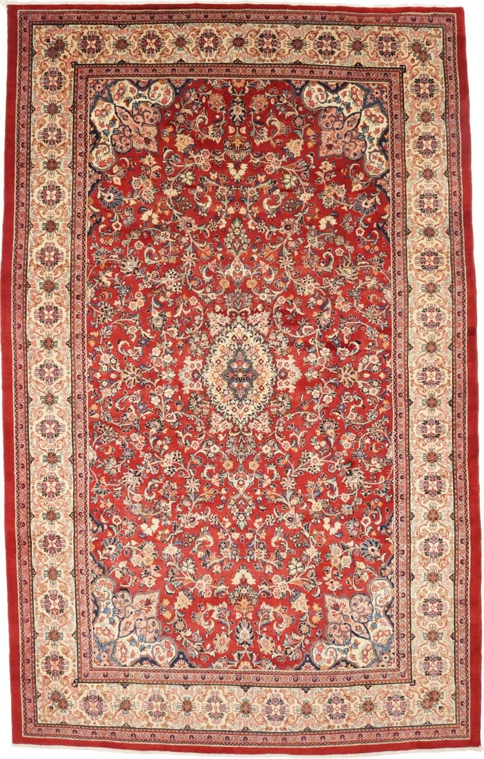 Vintage 10'3 x 16' Handmade Wool Oriental Rug Floral Design: Vintage 10'3 x 16' Handmade Wool Oriental Rug Floral Design Enhance your living space with this stunning oversized semi-antique handmade wool Oriental rug, featuring a classic floral design.