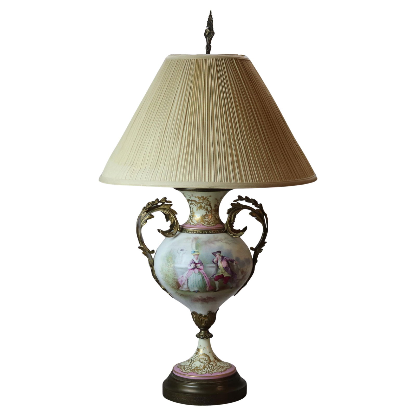 1880 Antique French Sevres Hand-Painted Porcelain Lamp with Gilt Ormolu (1 of 9)