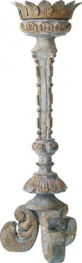 Provence Home Antique Style Gray Wood Reproduction Candle Holder 20 x 7 (1 of 1)