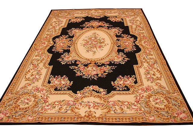 5.7 x 9 Hand-Knotted Ivory Aubusson Area Rug (1 of 6)