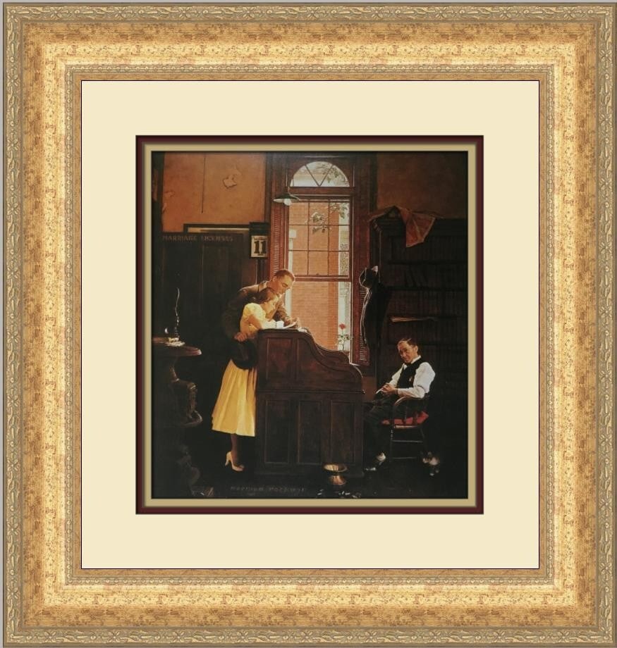 Norman Rockwell The Marriage License Custom Framed Print 18x18 (1 of 2)