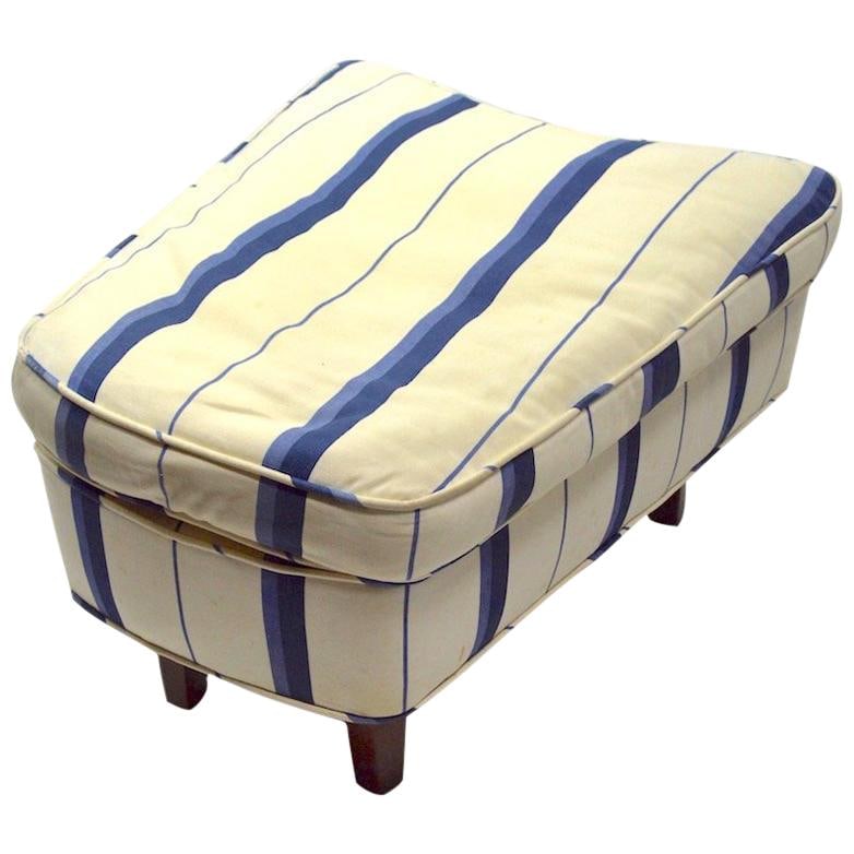 Dunbar Asymmetrical Cream Ottoman Footrest in Wood Base (1 of 7)
