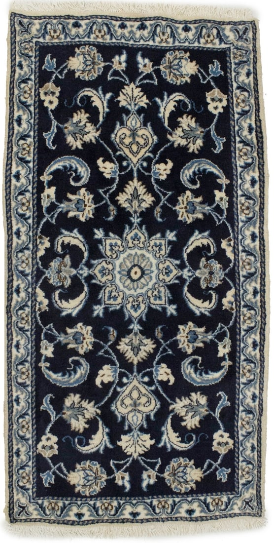Handmade Navy Blue Floral Nain Oriental Rug 2'3 x 4'6 Eco Friendly (1 of 9)