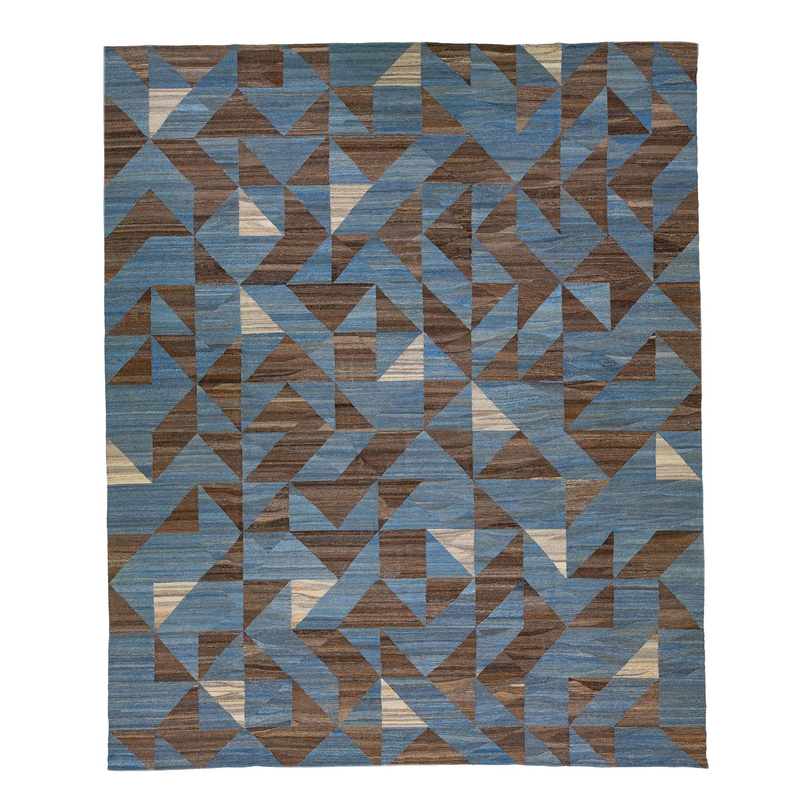 Oversize Blue Wool Kilim Rug with Abstract Design 13'3 x 15'11 (1 of 7)