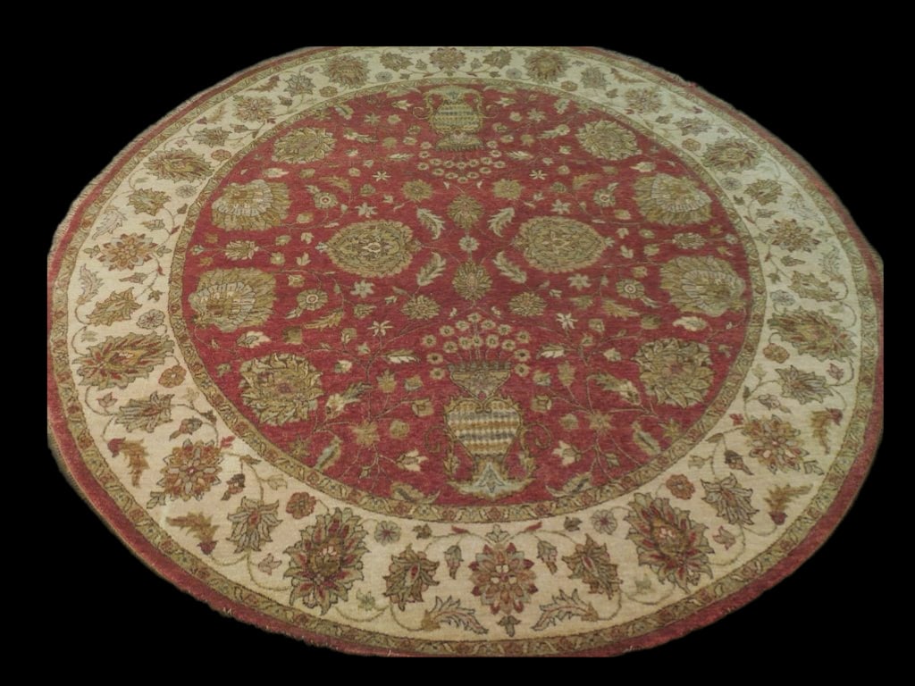 Eco-Friendly 8 x 8.2 Handwoven Chobi Round Rug from India (1 of 5)
