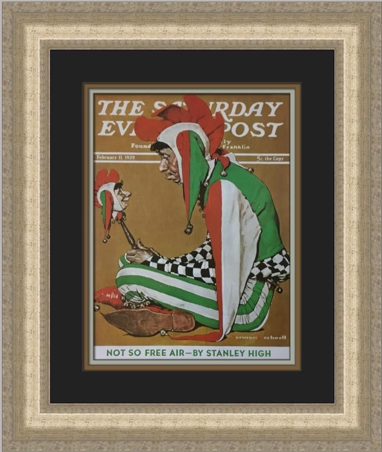 Norman Rockwell The Court Jester Framed Print 21 x 18 Americana Art: Norman Rockwell The Court Jester Framed Print 21 x 18 Americana Art This exquisite custom framed print titled "The Court Jester" by Norman Rockwell captures the essence of Americana with its vibrant i