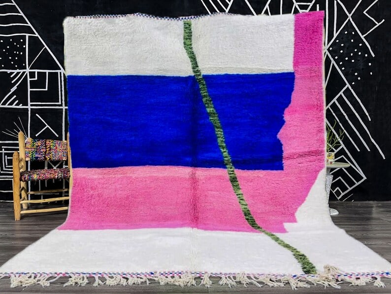 Handwoven Colorful Moroccan Rug 100% Sheep Wool 10 x 6.56 Feet: Handwoven Colorful Moroccan Rug 100% Sheep Wool 10 x 6.56 Feet Enhance your space with this fabulous authentic soft colorful rug, handwoven in the Atlas Mountains by skilled local Berber women weavers