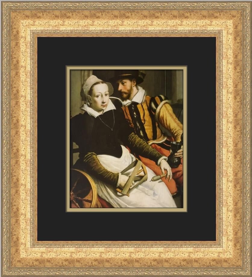 Pieter Pieterszoon Man and Woman with Spinning Wheel Framed Print 18x17 (1 of 2)
