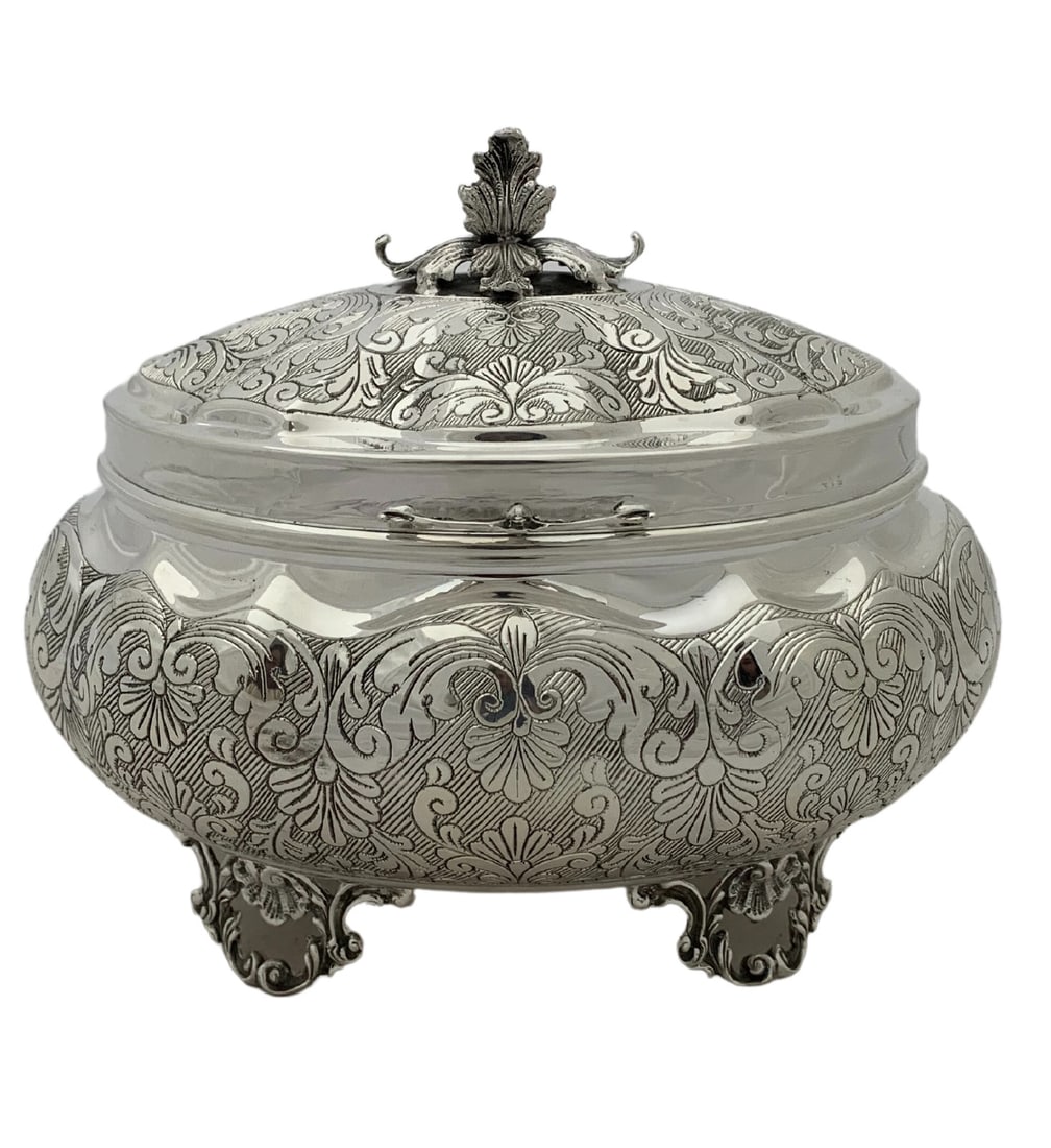 925 Sterling Silver Handmade Floral Swirl Engraved Esrog Box (1 of 4)