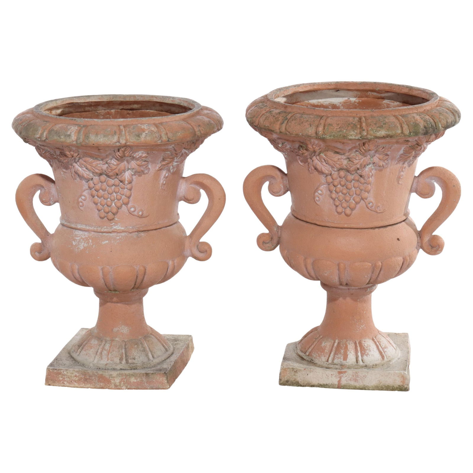 Set of 2 Vintage Classical Plaster Garden Urns C1940 (1 of 9)