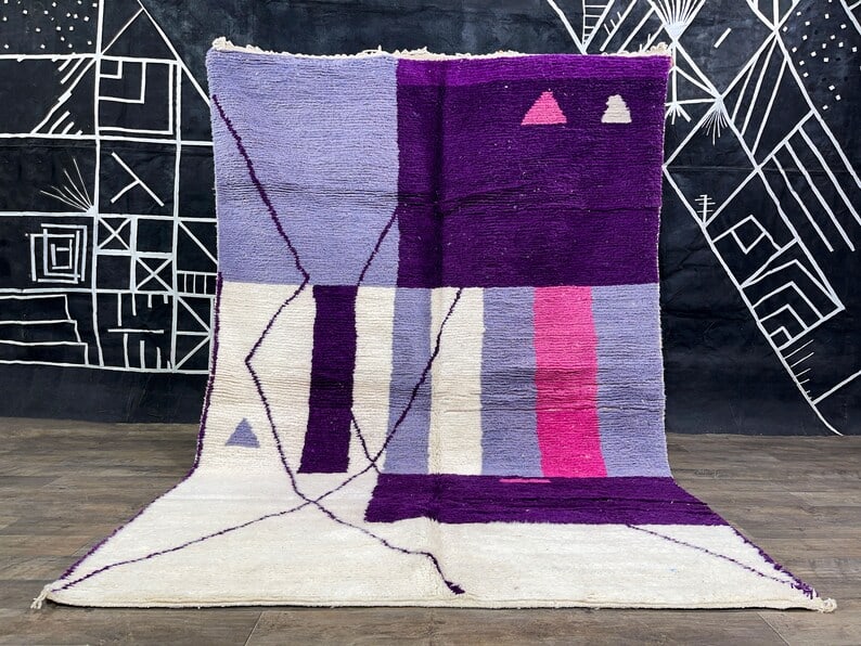 Colorful Handmade Moroccan Berber Wool Area Rug 9.84 x 6.56 Feet (1 of 11)