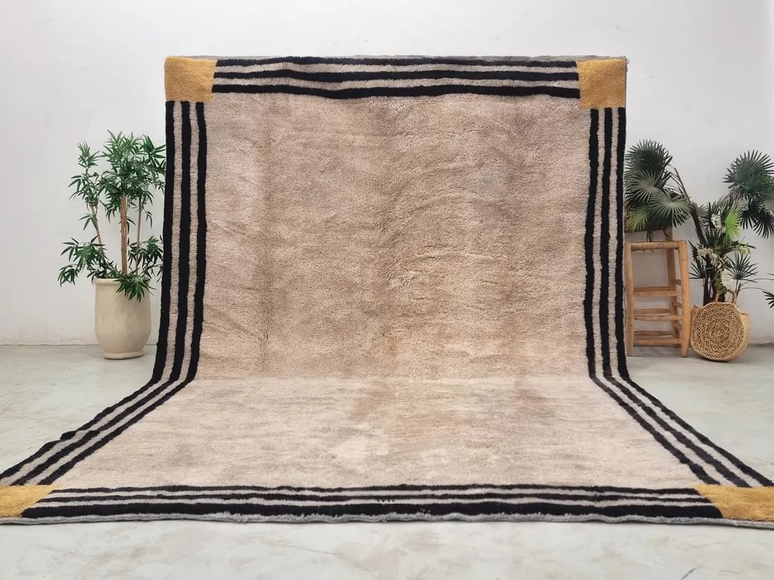 Authentic Handmade Wool Rug 100% Sheep Wool Morocco 9.84 x 6.56 Feet (1 of 10)