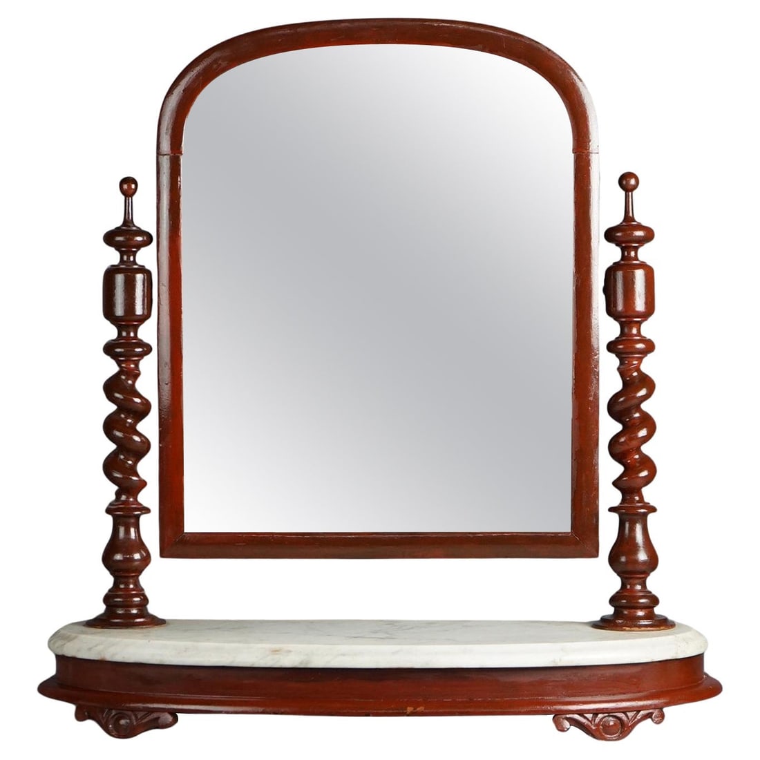 19th Century English Elizabethan Mahogany Marble Top Shaving Mirror (1 of 15)