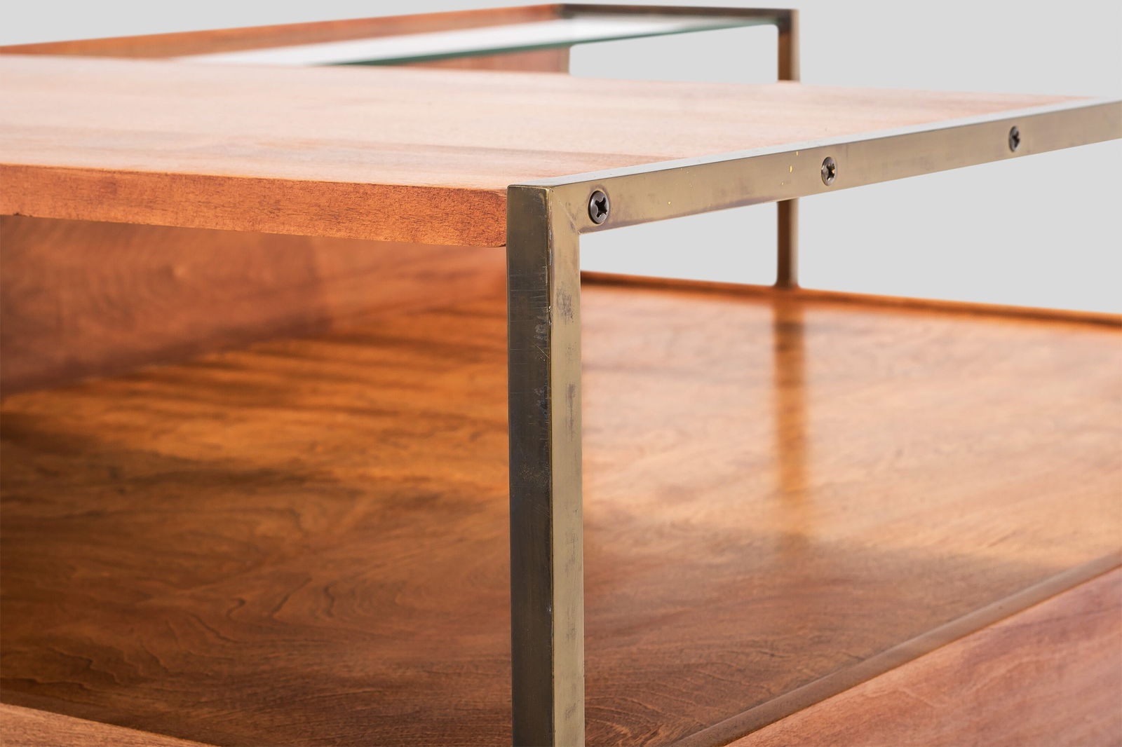 Milo Baughman Maple Brass Two-Tiered Sofa Table c. 1955 - 2