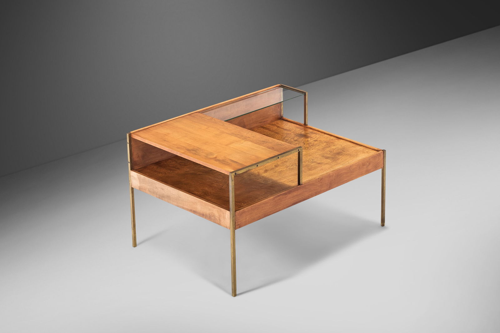 Milo Baughman Maple Brass Two-Tiered Sofa Table c. 1955 - 3