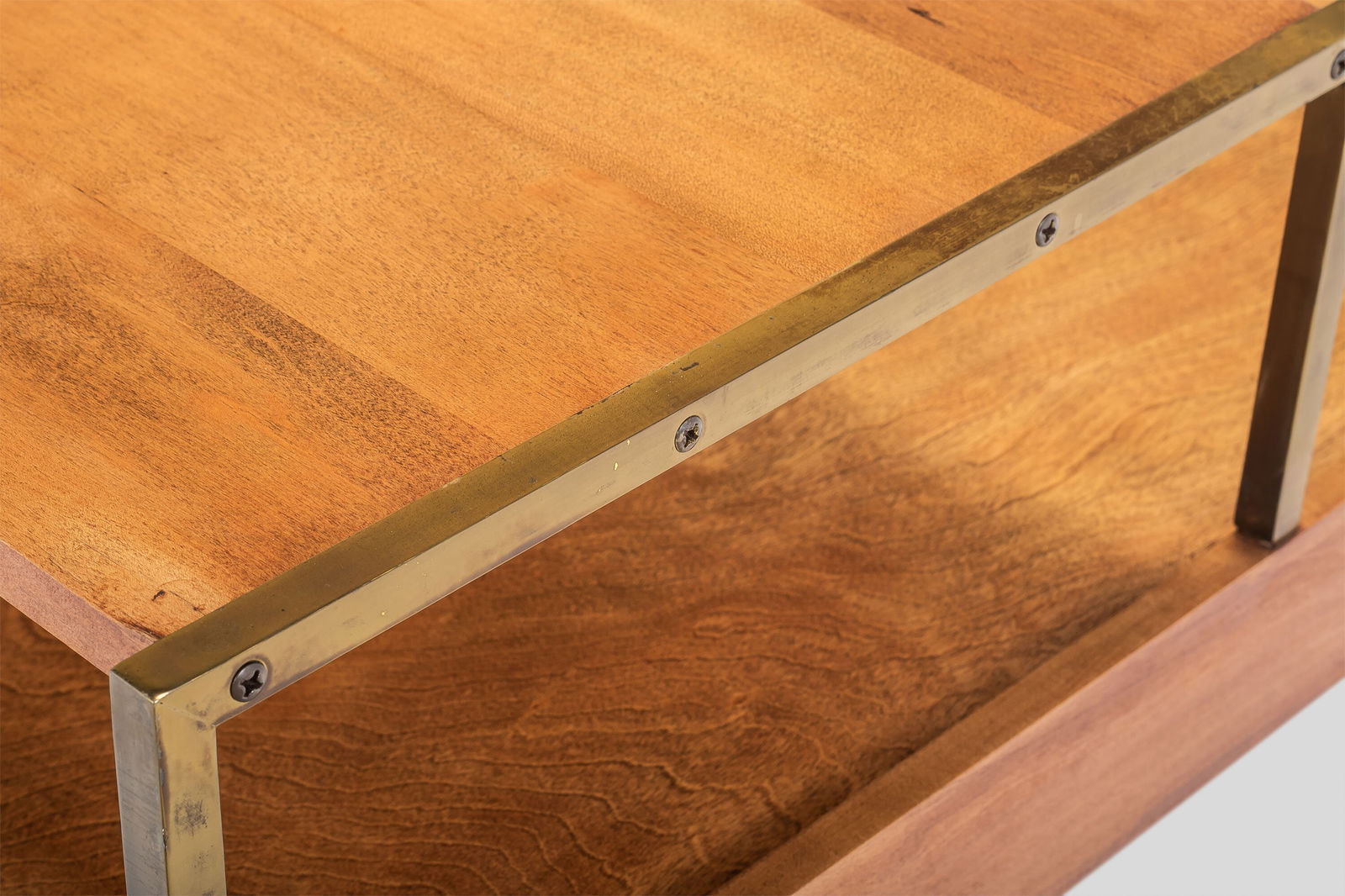 Milo Baughman Maple Brass Two-Tiered Sofa Table c. 1955 - 6