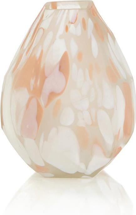 John-Richard Blush Rock Glass Vase Modern Design 10H x 8.25W x 8.25D (1 of 1)