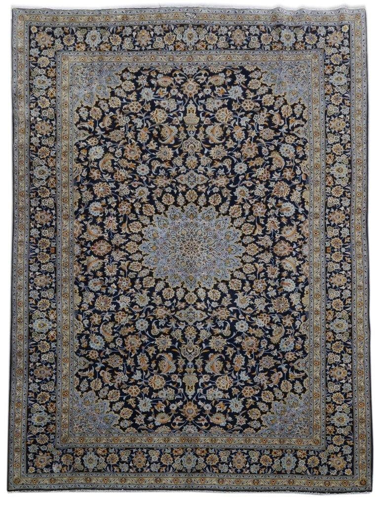 10 x 13.5 Black Persian Signed Kashan Rug Handmade Wool (1 of 6)