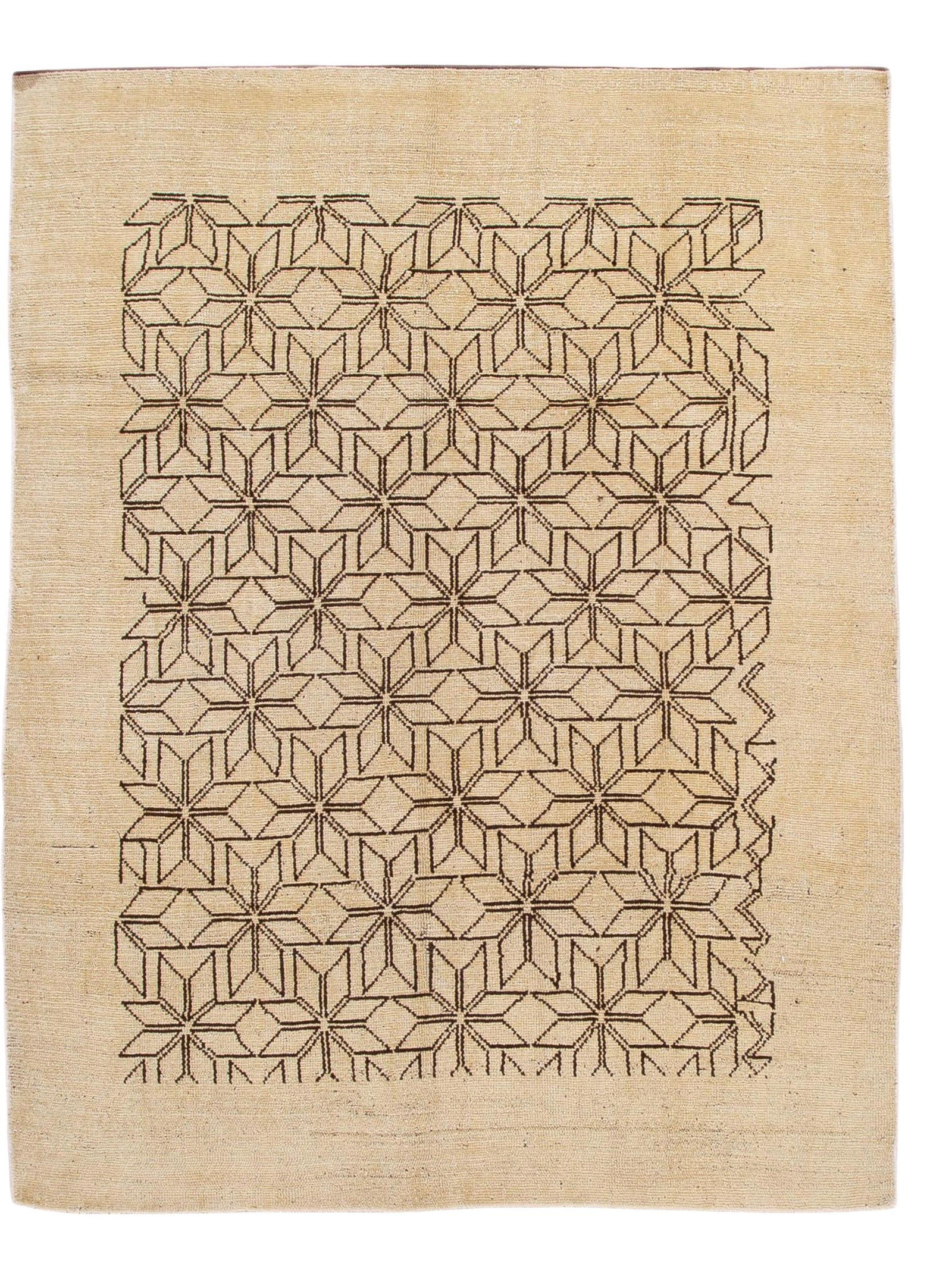 Handmade Beige Deco Floral Wool Rug 6'9 x 8'11 (1 of 9)